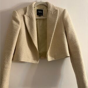 Zara Women's Beige Textured Blazer